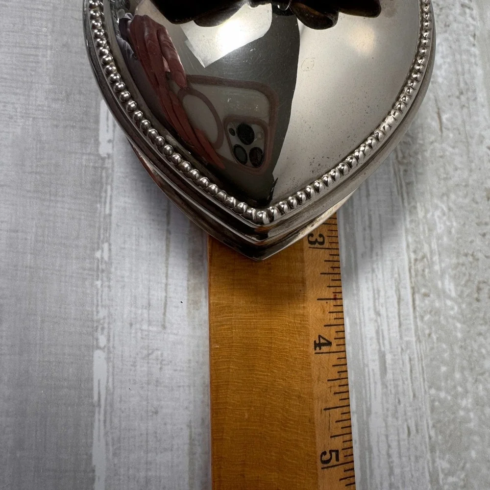 Vintage Silver Plate Heart-Shaped Velvet-Lined Trinket Box